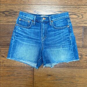 Madewell High-Rise Denim Shorts, medium distressed wash, size 26